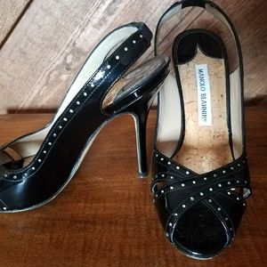 Manolo Blahnik black sandal heels size 36